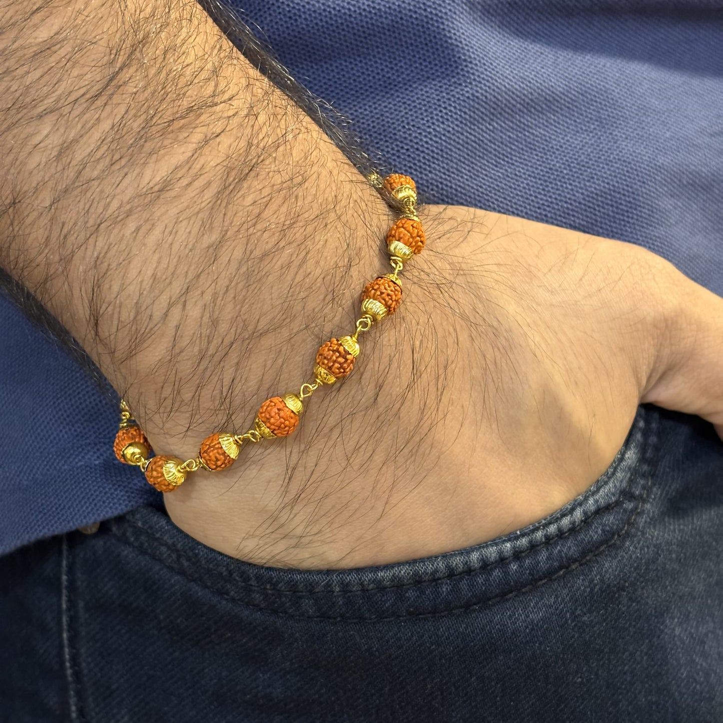 Natural Rudraksha Beads Unisex Bracelet