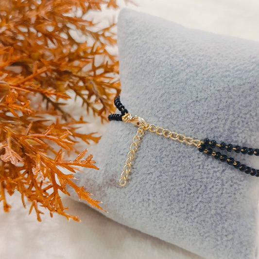 Studded Clover Evil Eye Two-Layer Mangalsutra Bracelet for Women