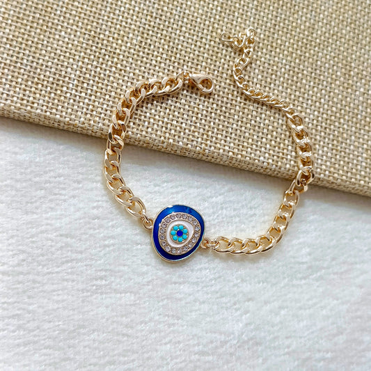 Curb Chain Evil Eye Bracelet for Women