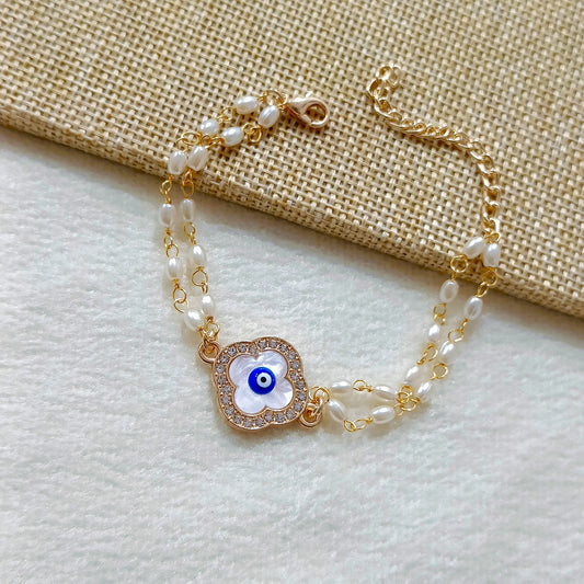 Pearlchain Clover Evil Eye Bracelet for Women