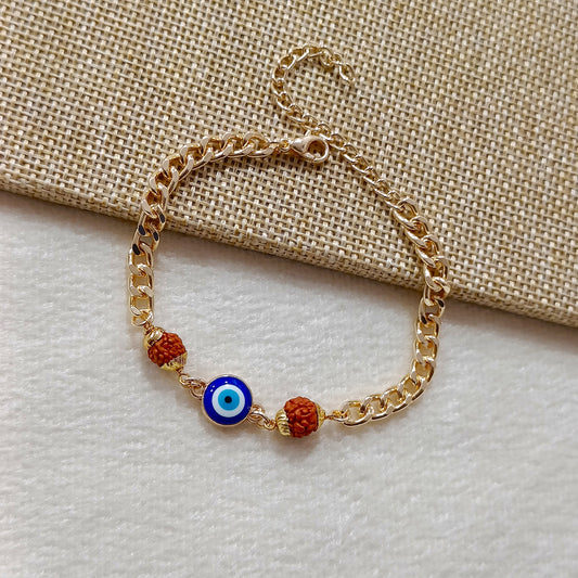 Curb Chain Rudraksha Evil Eye Bracelet for Men