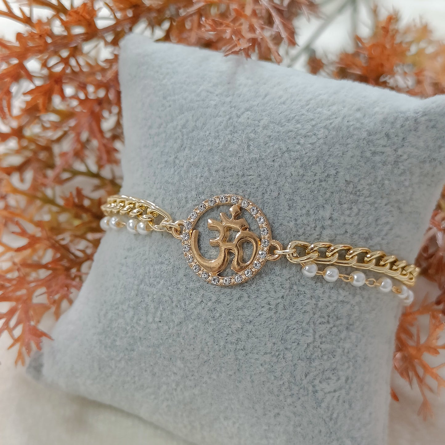 Pearlchain Studded Om Bracelet for Women
