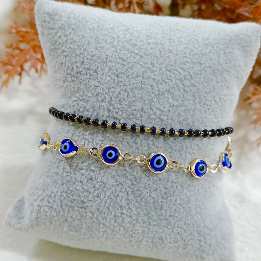 Layered Mangalsutra Evil Eye Bracelet for Women
