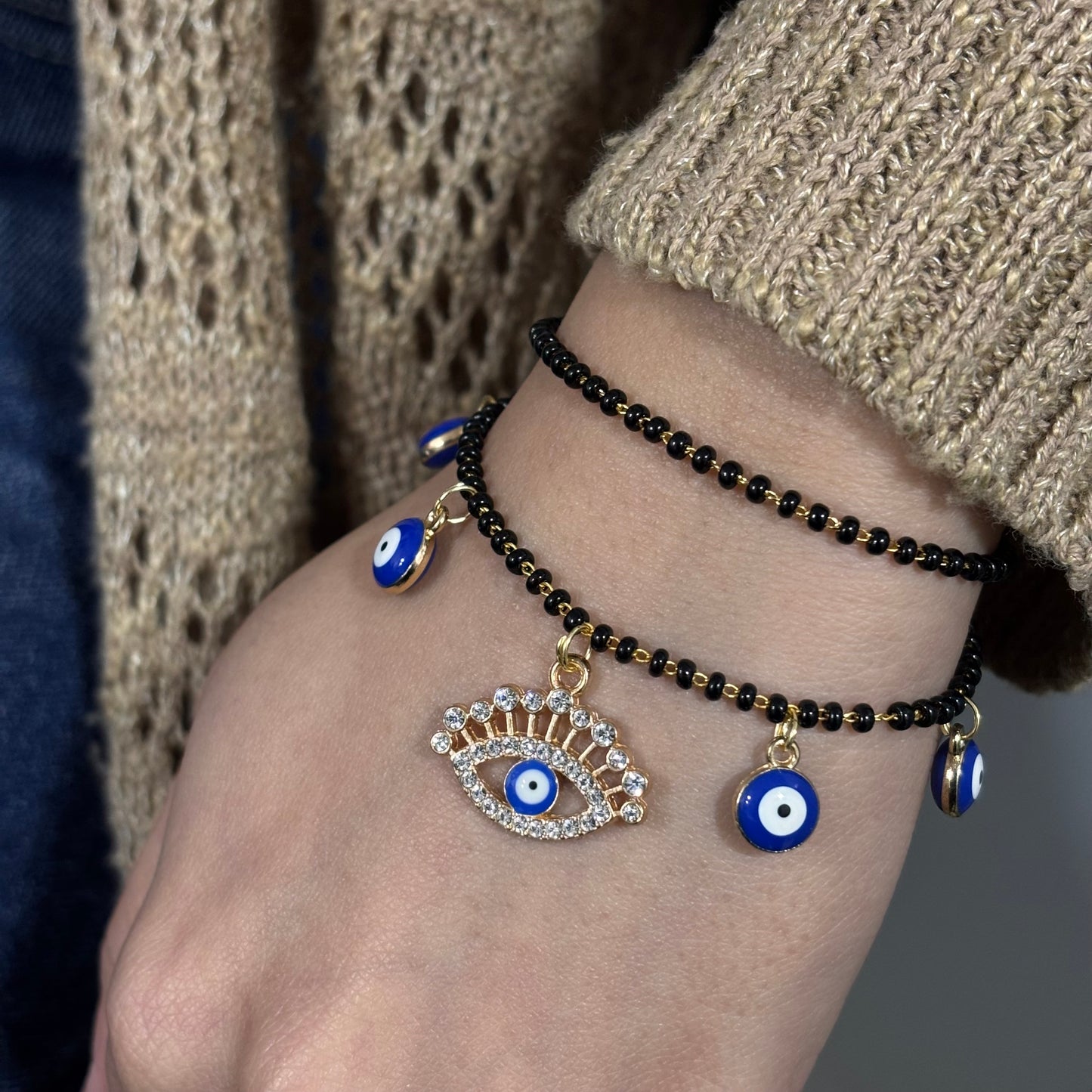 Mangalsutra Five Evil Eye Charm Bracelet for Women