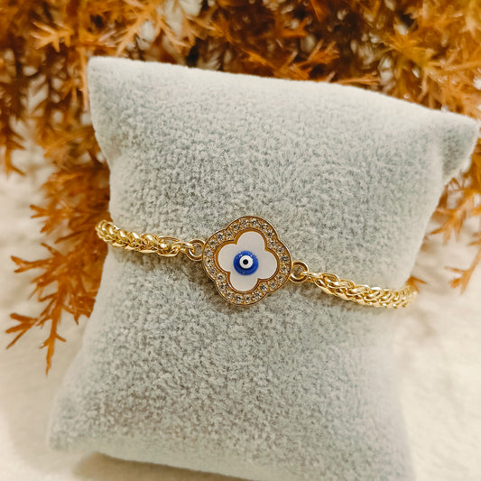 Braided Chain Clover Evil Eye Bracelet for Women