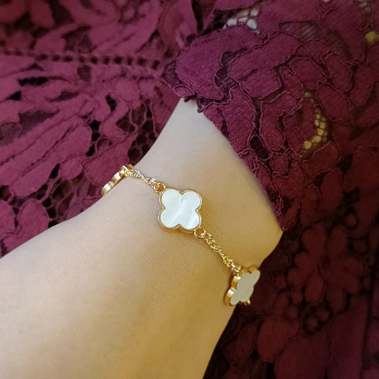 Iconic White Three Clover Bracelet for Women