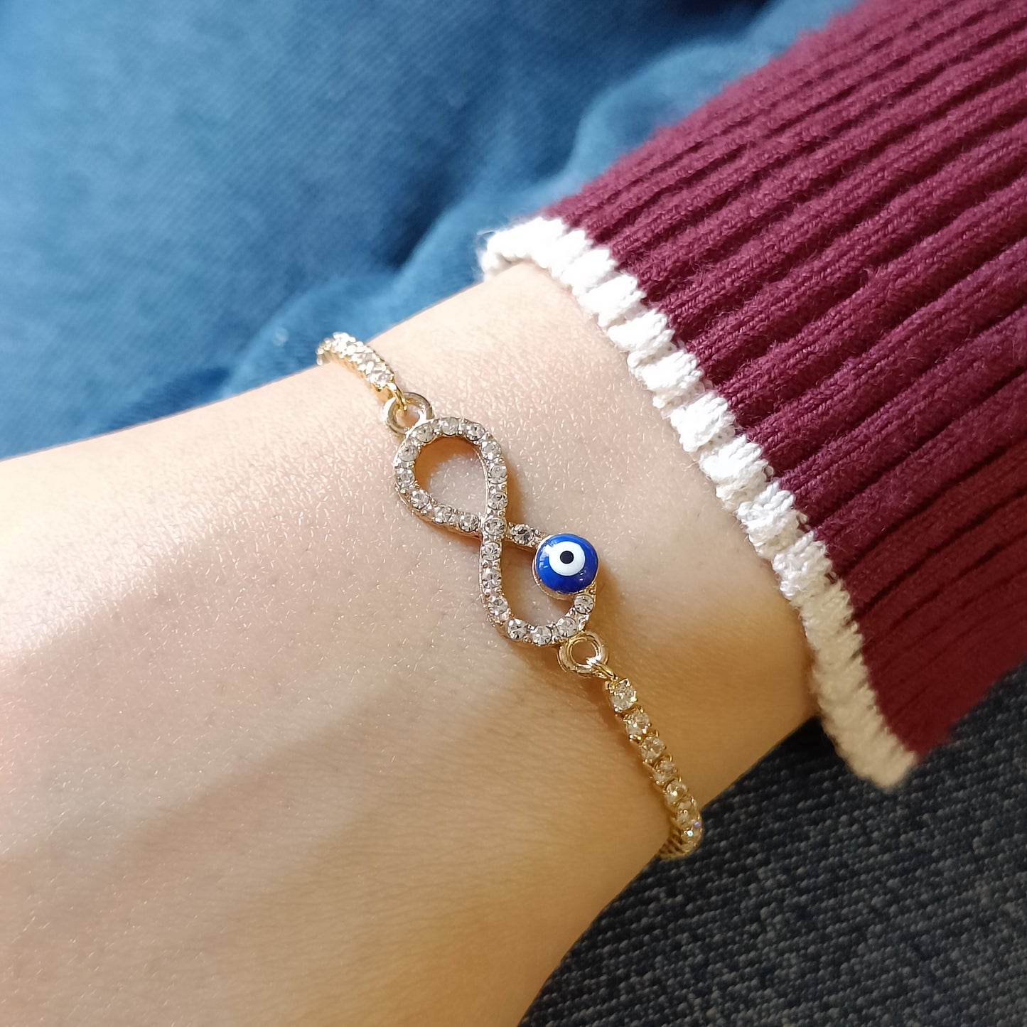 Studded Infinity Evil Eye Tennis Bracelet for Women