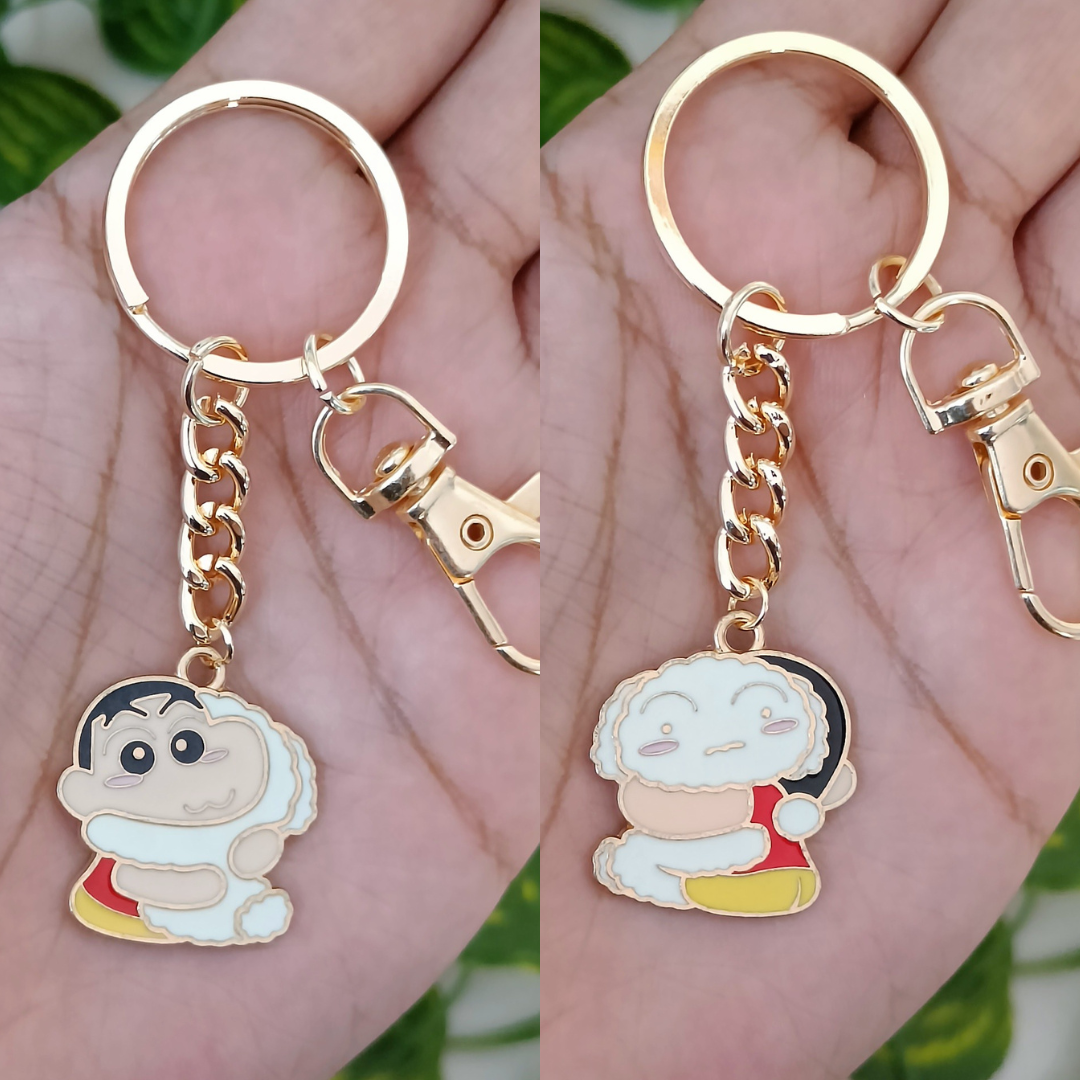 Shinchan & Shiro Reversible Bag Charm Keychain
