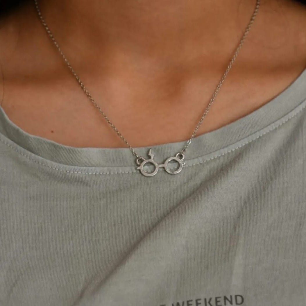 Harry Potter Specs & Mark Silver Necklace for Women & Kids