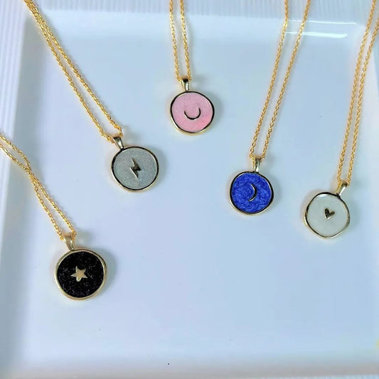 Round Enamel Galaxy Golden Necklace for Women