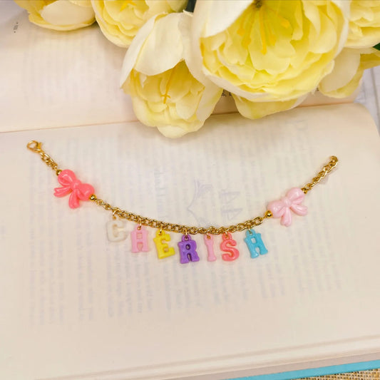 Personalized Pastel Acrylic Initials Name Bracelet