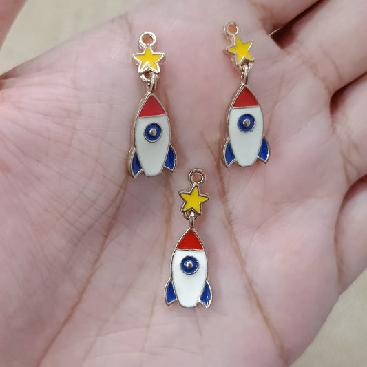 Dangling Rocket Metal Charms