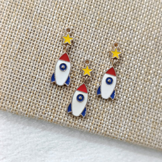 Dangling Rocket Metal Charms