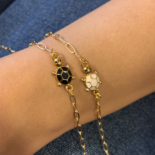 Lucky Tortoise Paperclip Chain Couple Bracelets