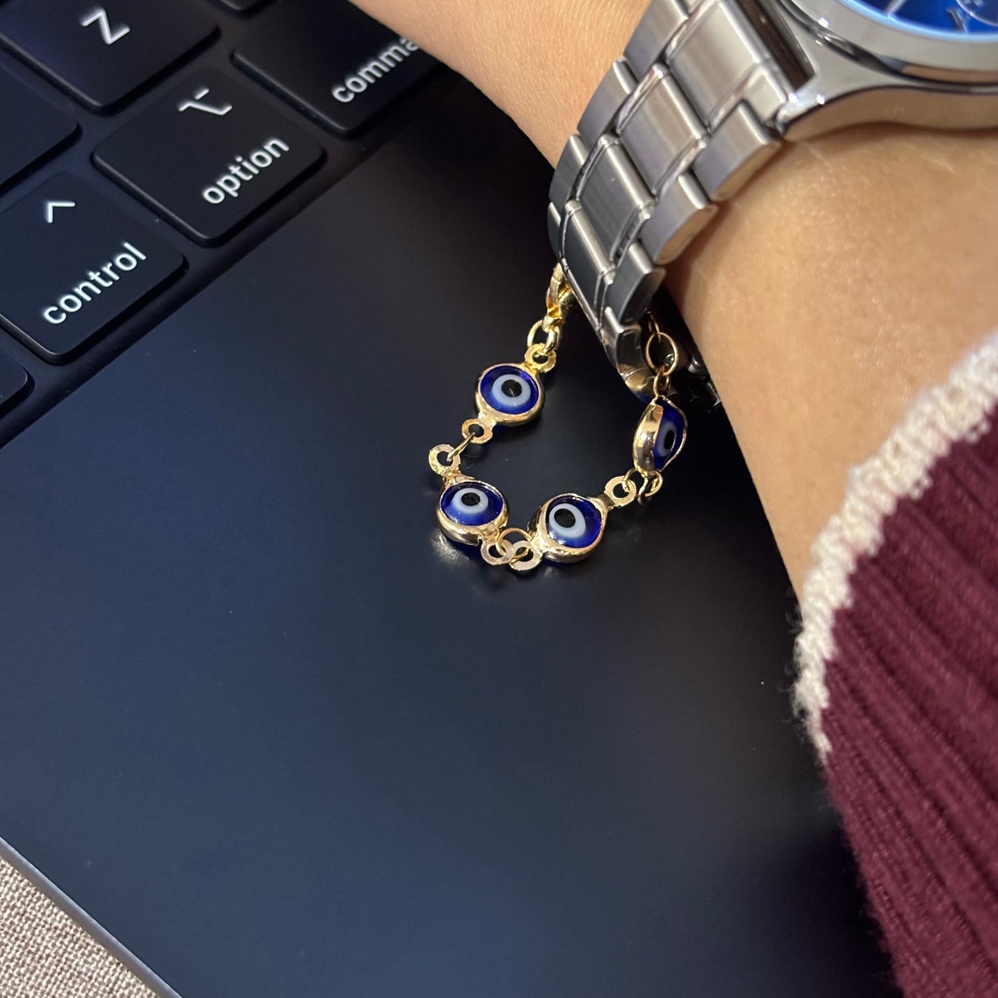Blue Evil Eye Chain Nazariya Watch Charm