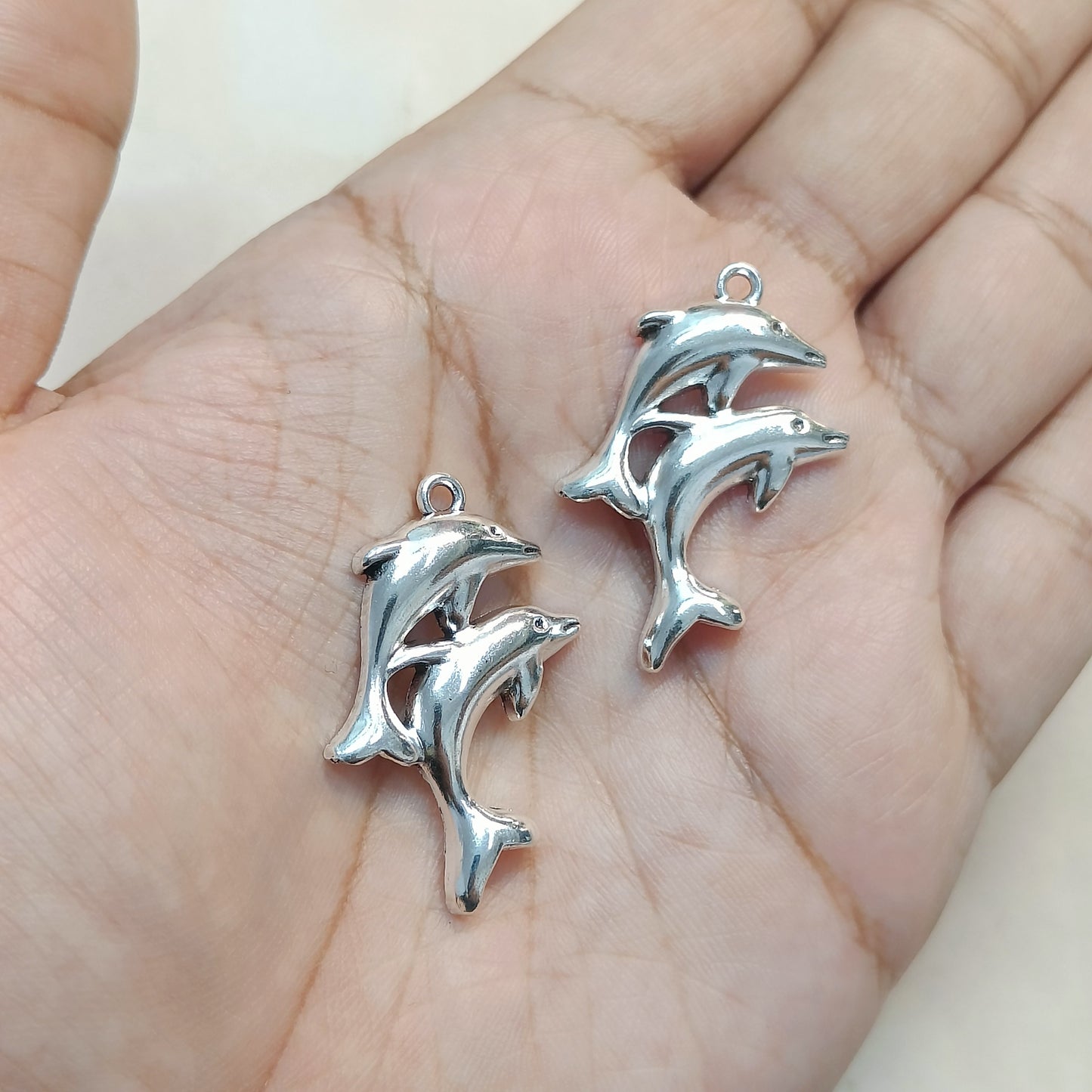 Oxo-Silver Dolphin Pair Metal Charms