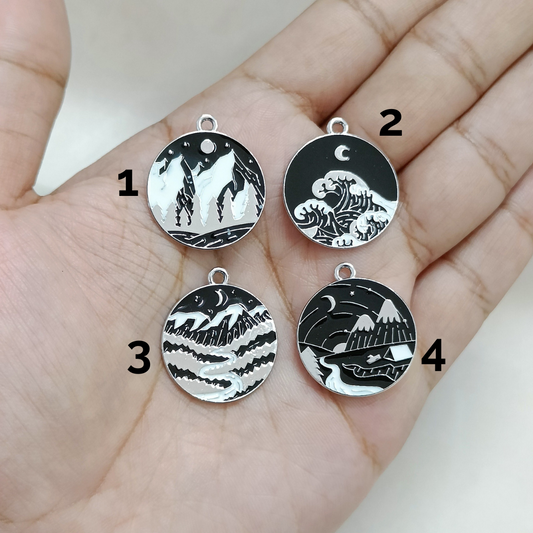 Scenic Silver-base Travel Coin Metal Charms