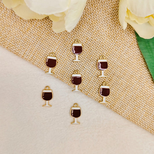 Mini Red Wine Metal Charms