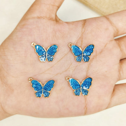 Side-Ring Glittery Butterfly Charms