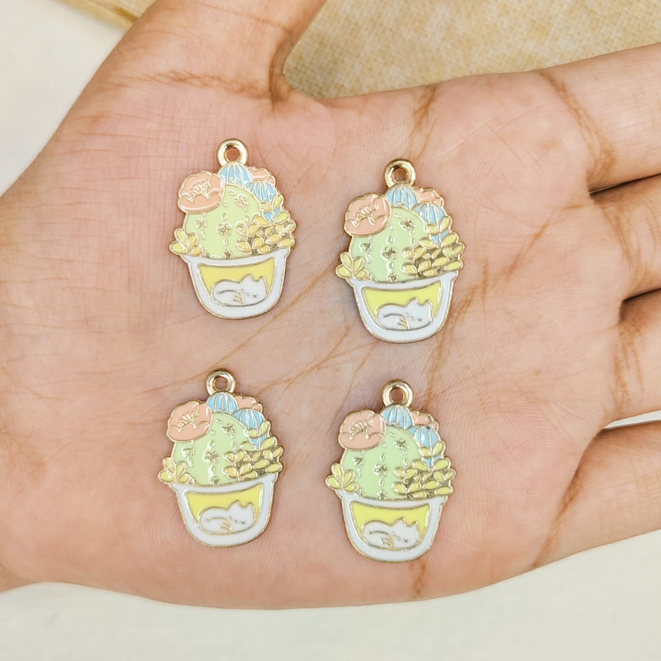 Catty Cactus Plant Charms