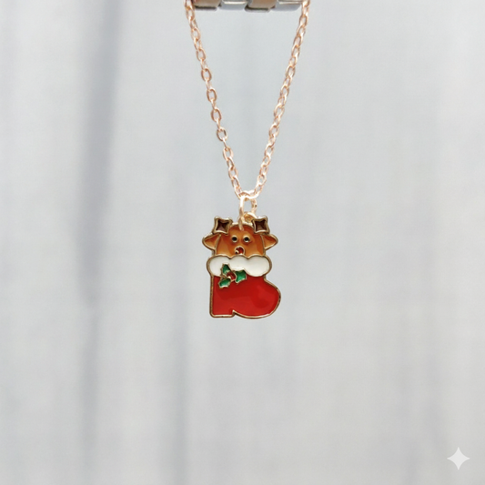 Cute Reindeer Sock Rose Golden Christmas Watch Charm