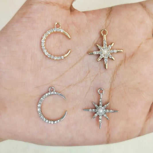 Studded Moon & Star Charms