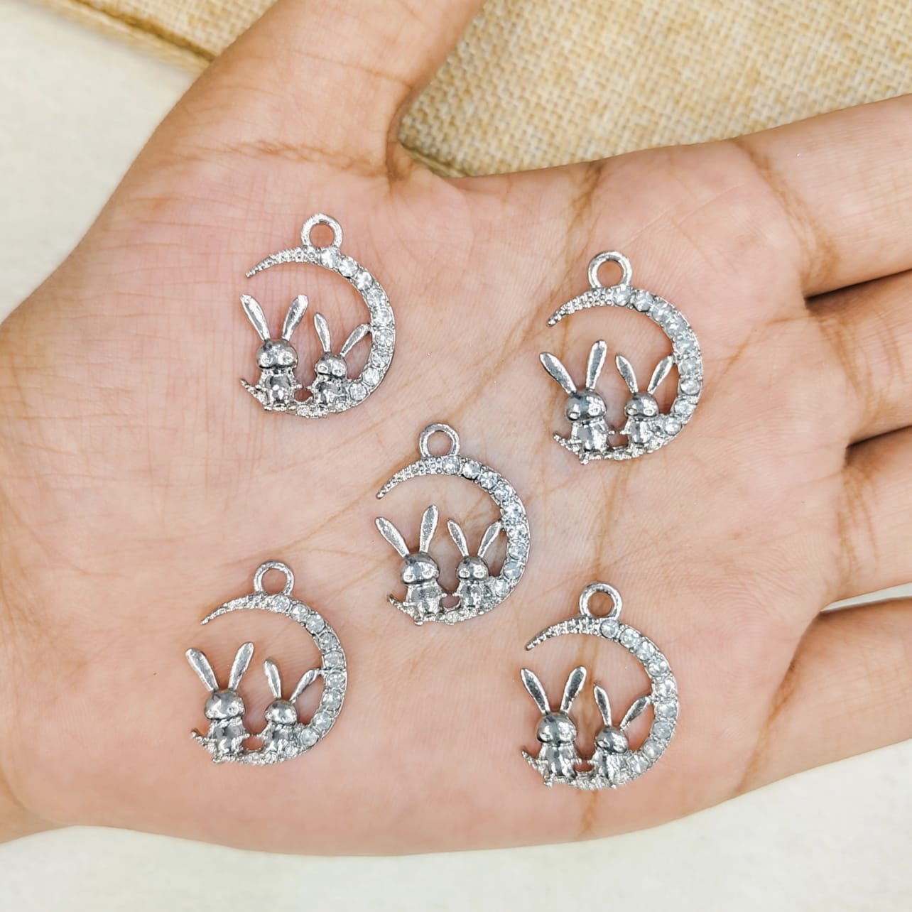 Luxury Studded Moon-Bunny Charms