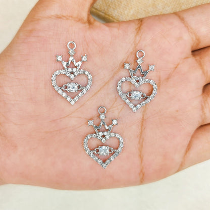Luxury Studded Crown Heart Charms
