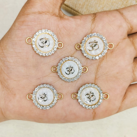 White Studded Om Connectors