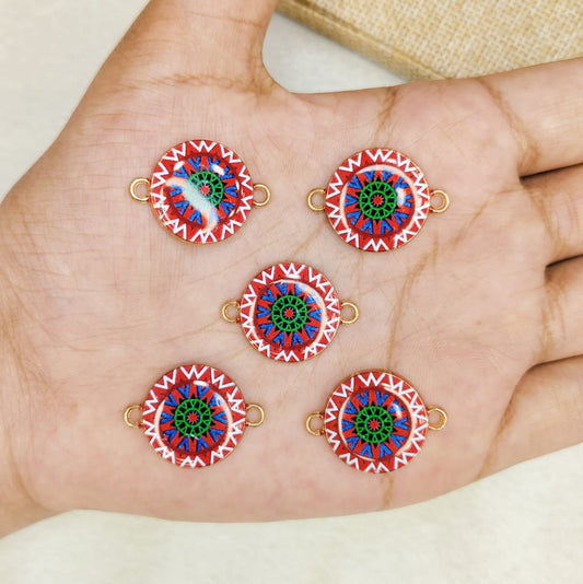 Dark Multicolour Printed Mandala Connectors