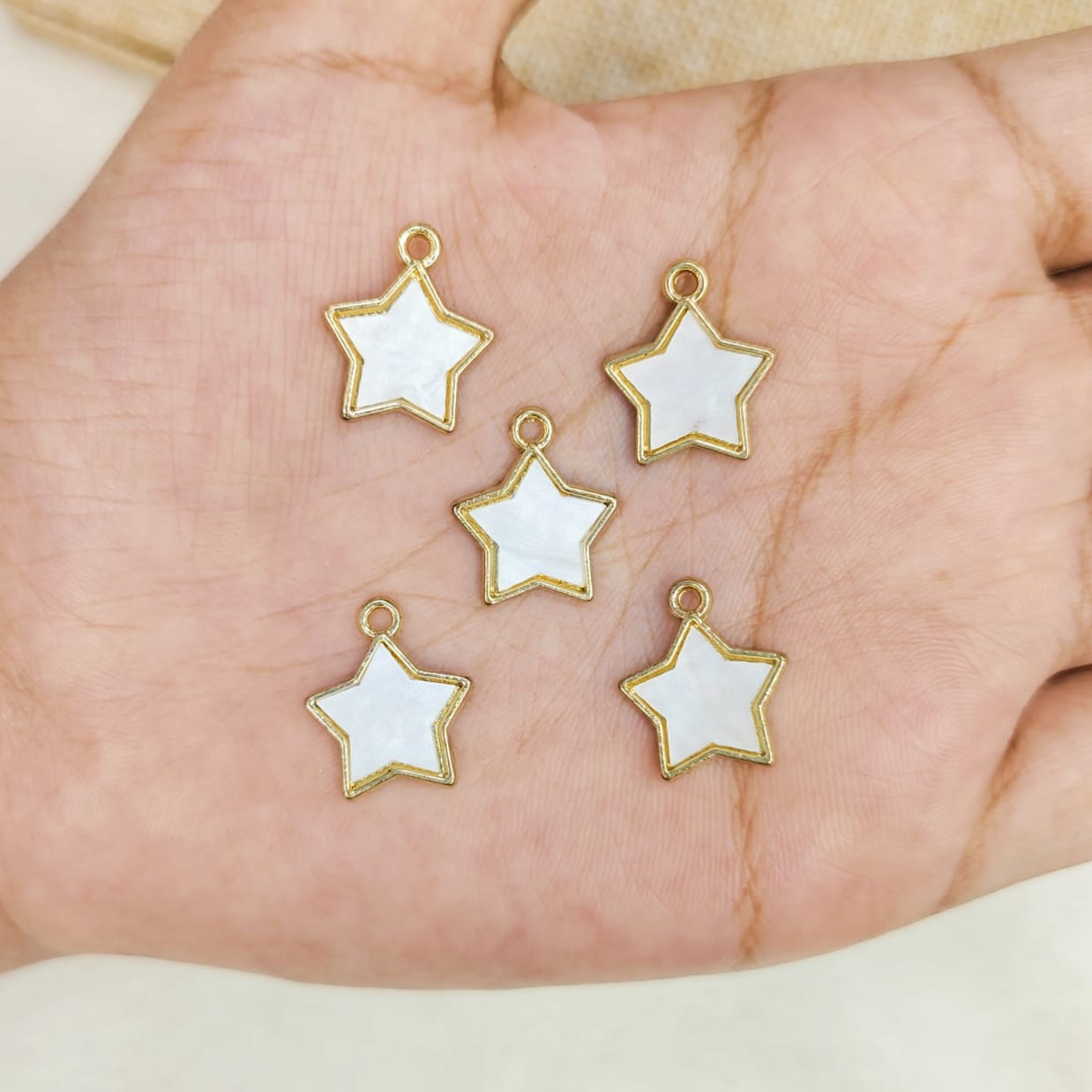 Pearl-Finish Off White Star Charms