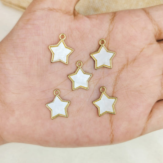 Pearl-Finish Off White Star Charms