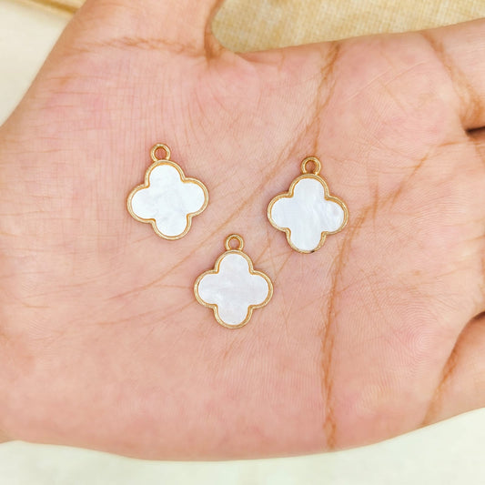 Pearl-Finish Clover Shell Charms