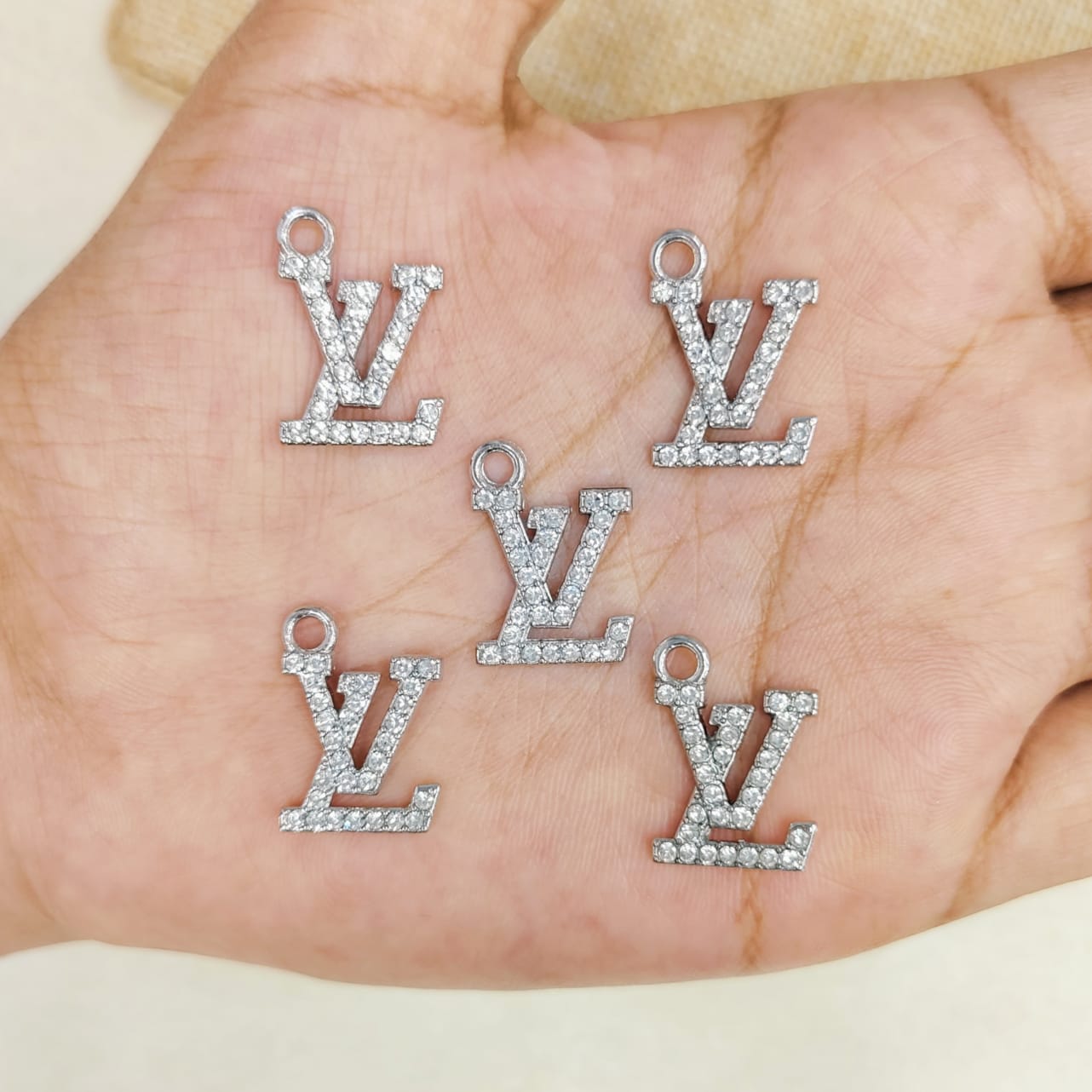 Studded Silver LV Brand Charms