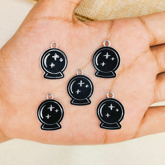 Gothic Silver Crystal Ball Charms