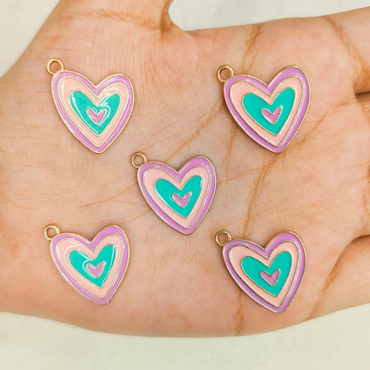 Pastel Multicolour Heart Charms