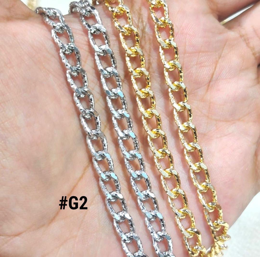 Narrow Textured Metal Curb Chain