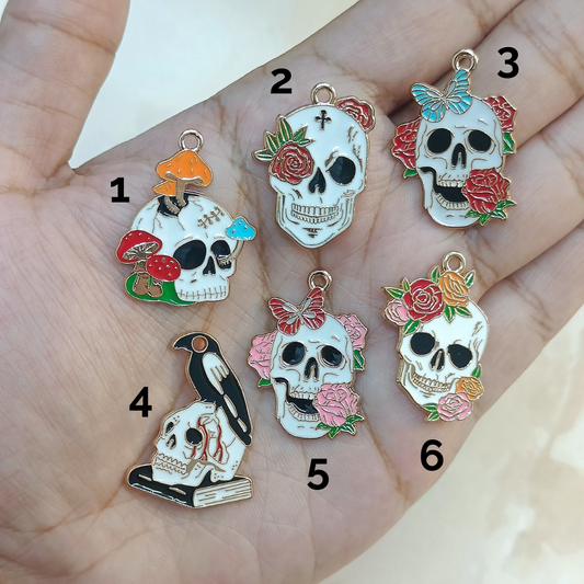 Spooky Trippy Skulls Metal Charms