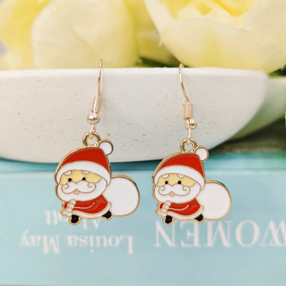 Sneaky Santa Rose Golden Christmas Earrings