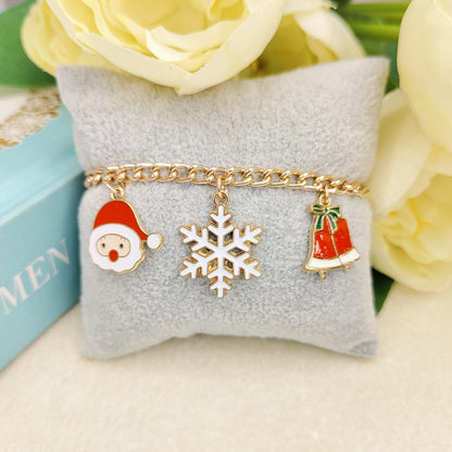 Rose Golden Three Charms Combo Christmas Bracelet (Design 30)