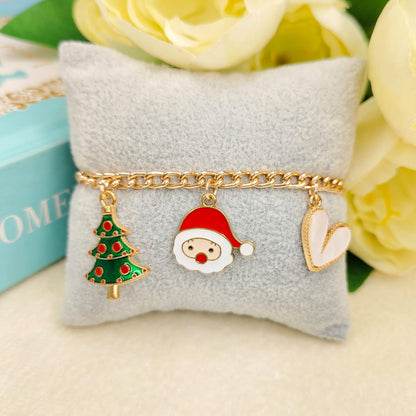 Rose Golden Three Charms Combo Christmas Bracelet (Design 31)