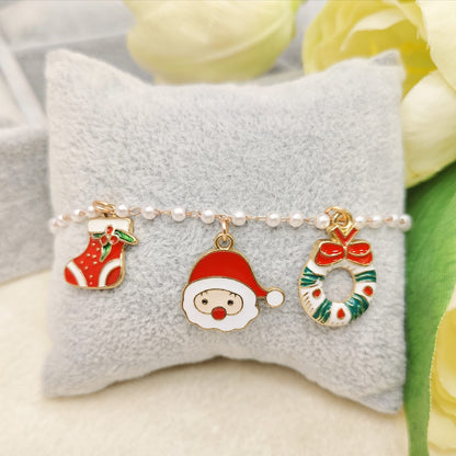 Rose Golden Three Charms Combo Christmas Bracelet (Design 34)
