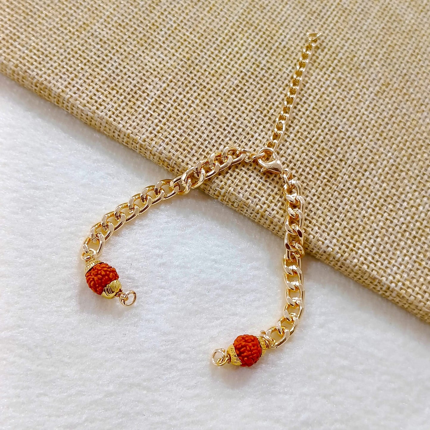 Curb Chain & Rudraksha Beads Double-Ended Bracelet