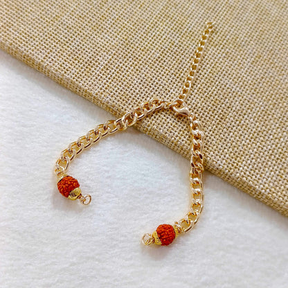 Curb Chain & Rudraksha Beads Double-Ended Bracelet
