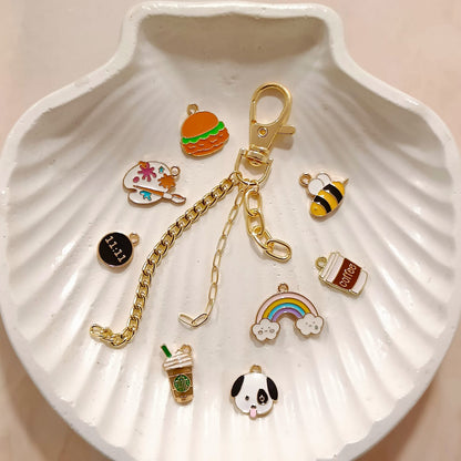 Layered Multiple Chain Dog-Lock Bag Charms (Without Keyring)