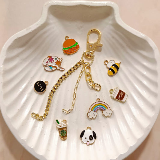 Layered Chain Dog-Lock Bag Charm Keychains