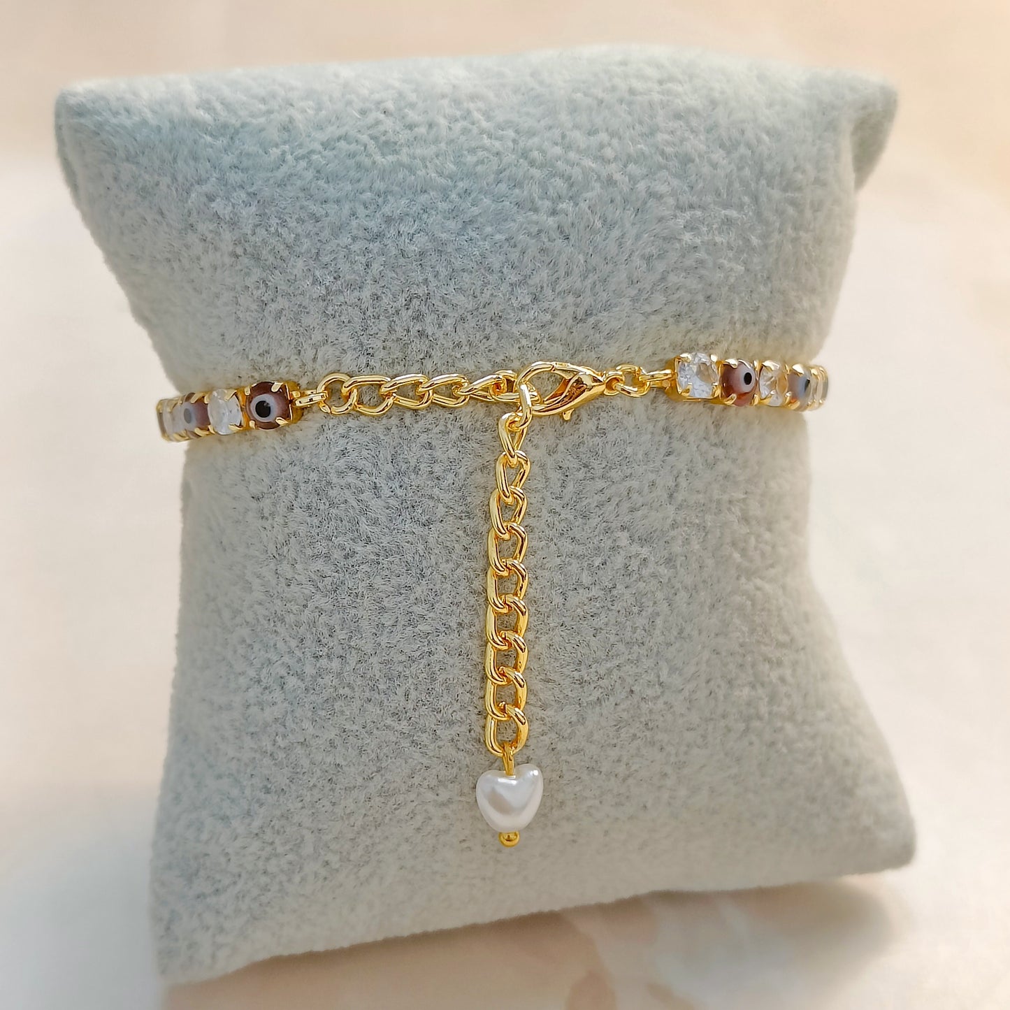 Maroon & White Evil Eye American Diamond Tennis Bracelets for Women (Pack of 2)