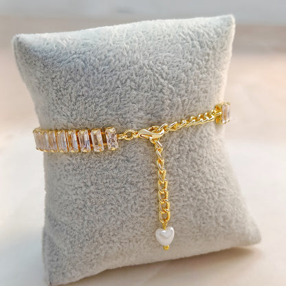 Golden Baguette American Diamond Tennis Bracelet for Women