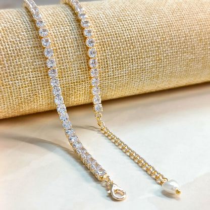 Golden Round American Diamond Tennis Bracelet for Women