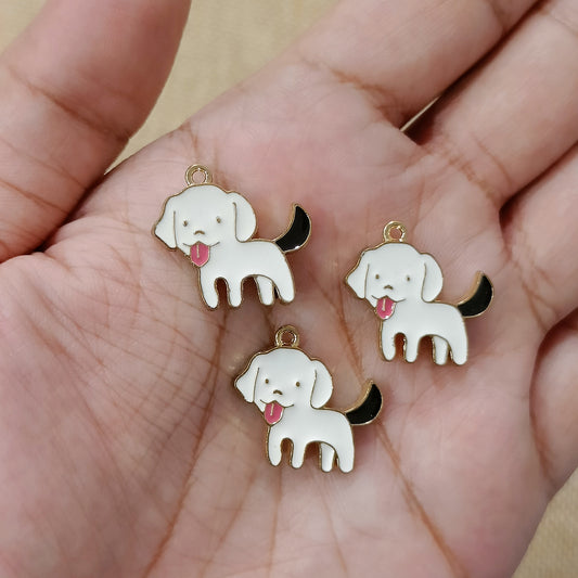 Cute White Puppy Metal Charms